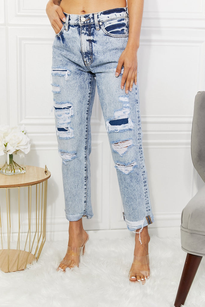 Kancan Kendra High Rise Distressed Straight Jeans - Scarlet Avenue