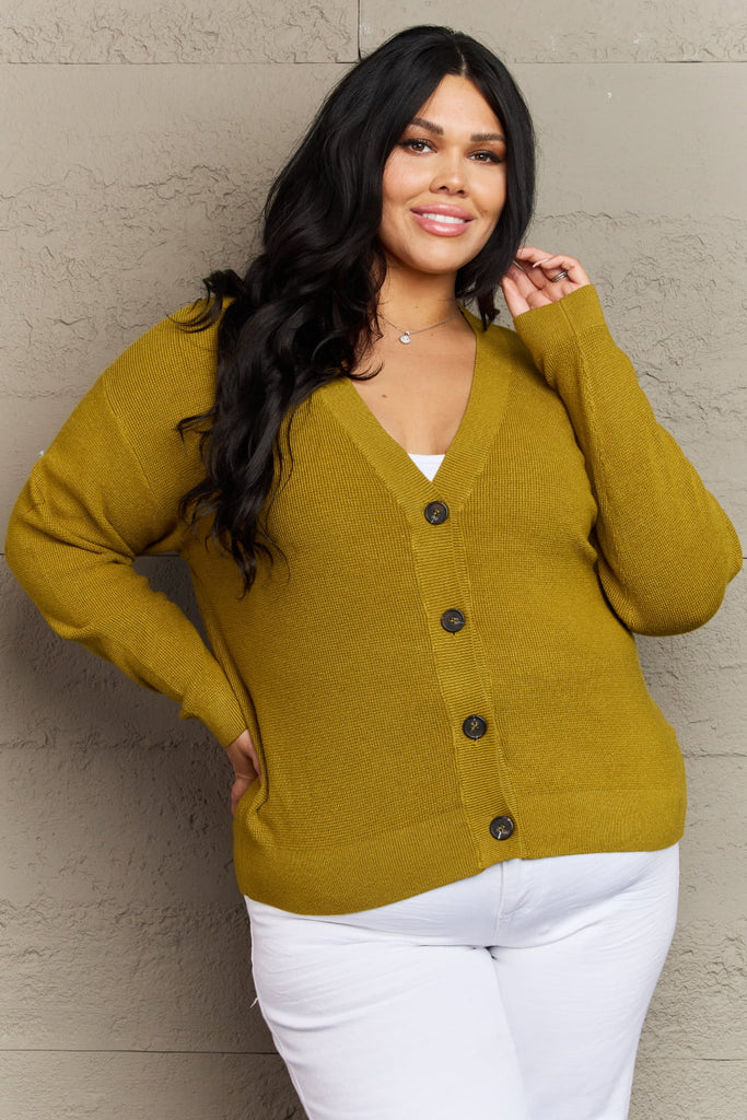 Zenana Kiss Me Tonight Full Size Button Down Cardigan in Chartreuse - Scarlet Avenue