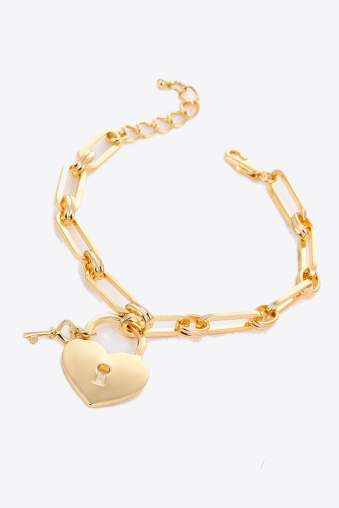 5-Piece Wholesale Heart Lock Charm Chain Bracelet - Scarlet Avenue