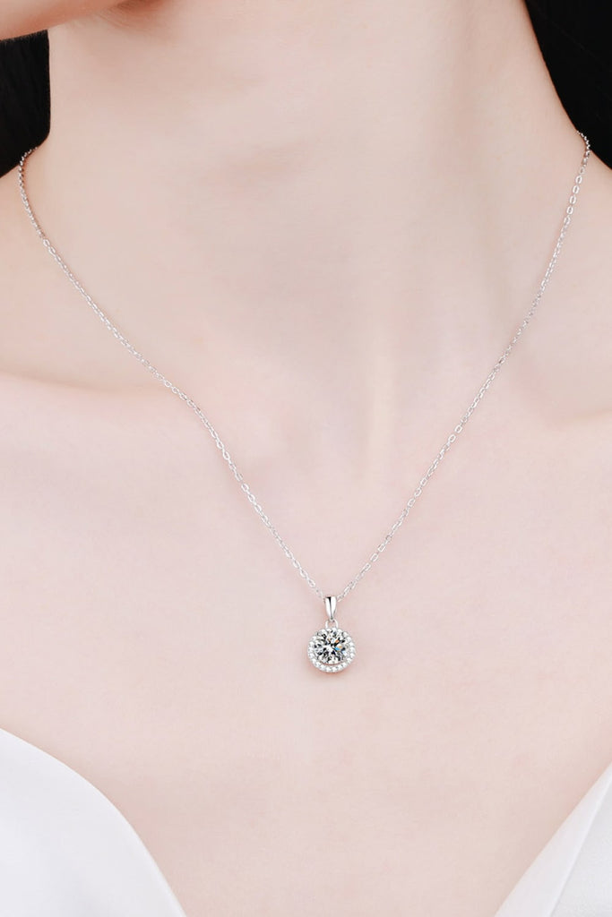 Chance to Charm 1 Carat Moissanite Round Pendant Chain Necklace - Scarlet Avenue
