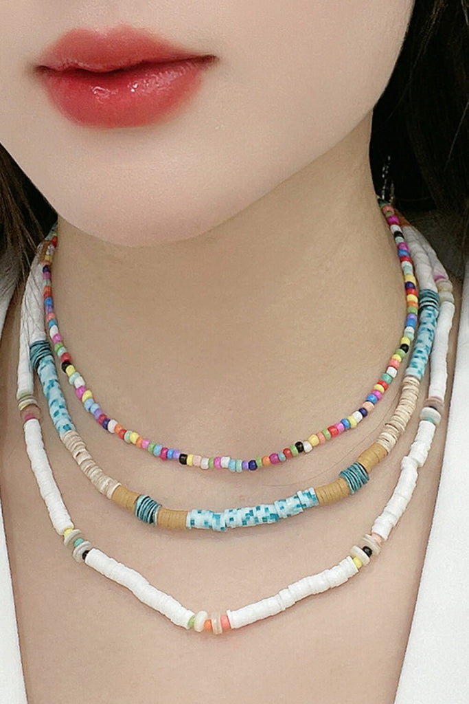 Multicolored Bead Necklace Three-Piece Set - Scarlet Avenue