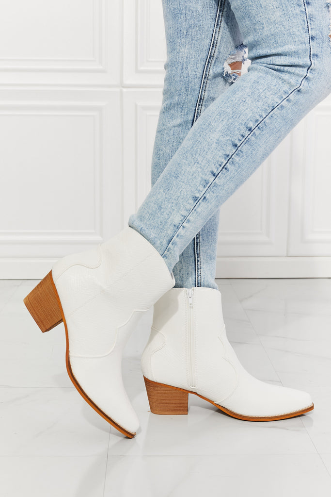 MMShoes Watertower Town Faux Leather Western Ankle Boots in White - Scarlet Avenue