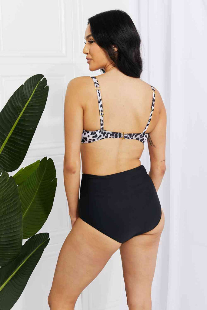 Marina West Swim Take A Dip Twist High-Rise Bikini in Leopard - Scarlet Avenue
