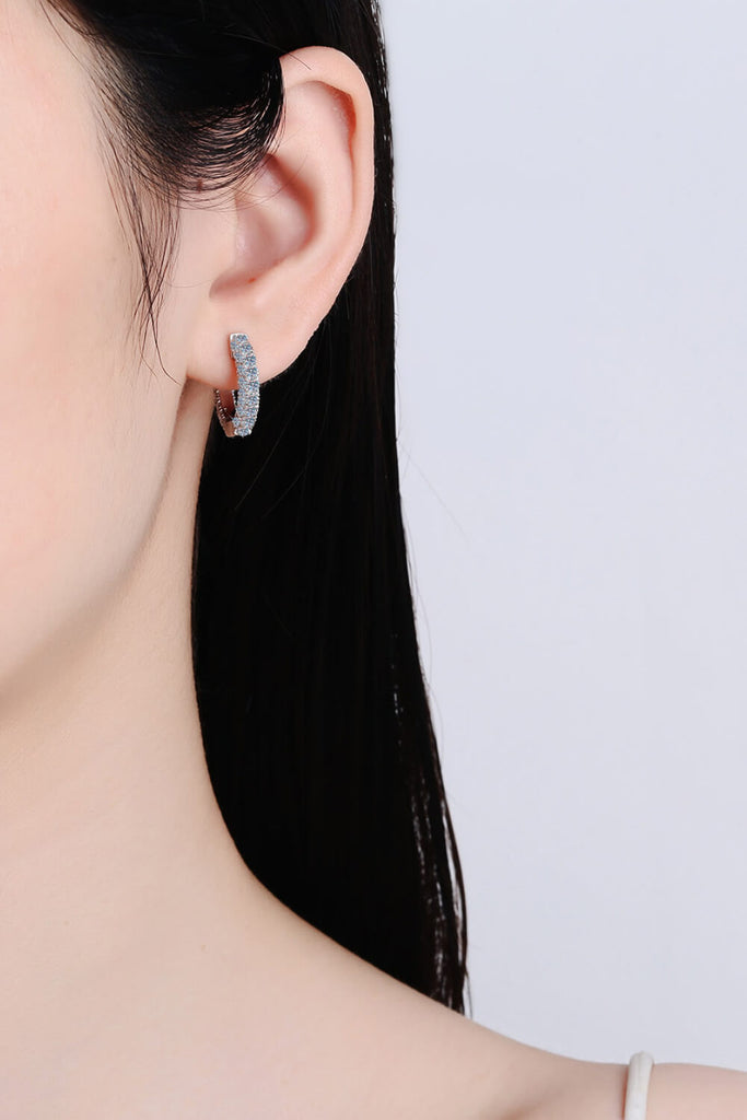 925 Sterling Silver Moissanite Huggie Earrings - Scarlet Avenue