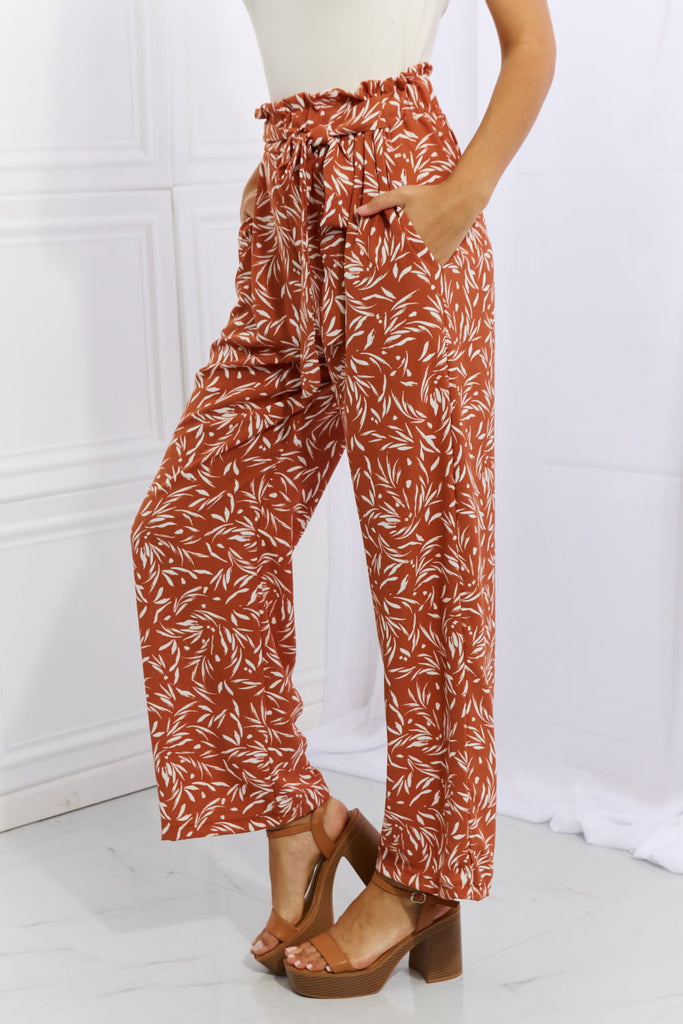Heimish Right Angle Full Size Geometric Printed Pants in Red Orange - Scarlet Avenue