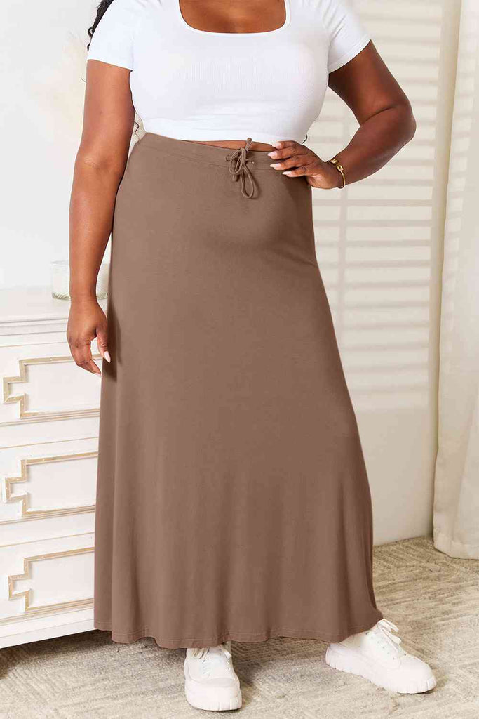 Double Take Full Size Soft Rayon Drawstring Waist Maxi Skirt Rayon - Scarlet Avenue