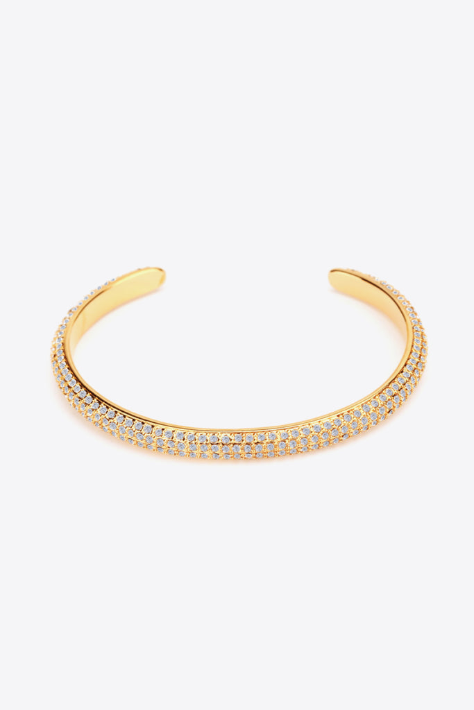 18K Gold-Plated Rhinestone Open Bracelet - Scarlet Avenue