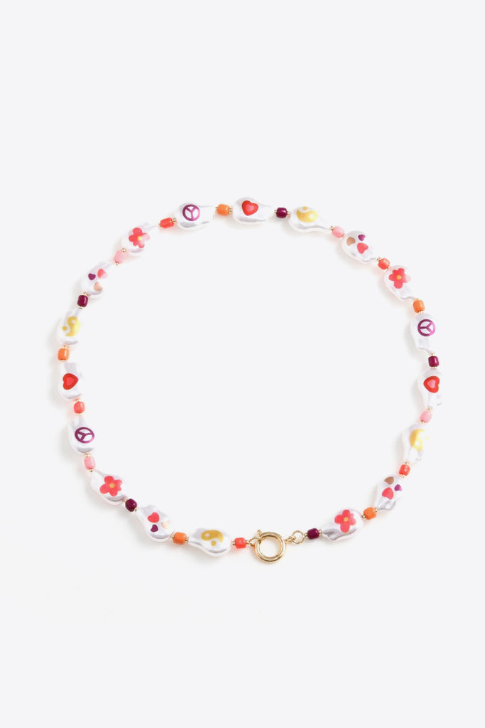 Mixed Print Pearl Copper Necklace - Scarlet Avenue
