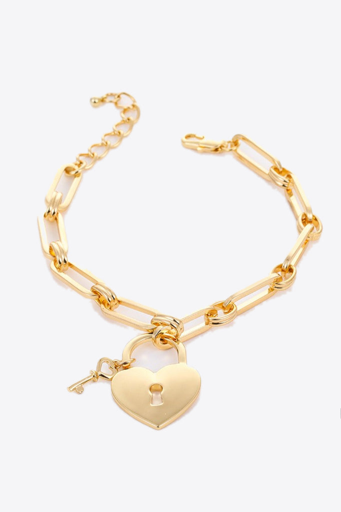 5-Piece Wholesale Heart Lock Charm Chain Bracelet - Scarlet Avenue