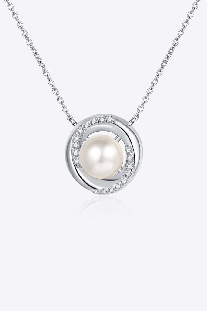 Moissanite Pearl Rhodium-Plated Necklace - Scarlet Avenue