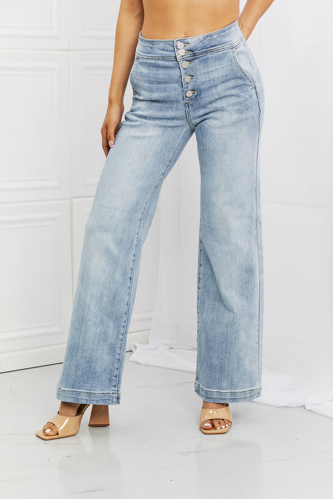 RISEN Full Size Luisa Wide Flare Jeans - Scarlet Avenue