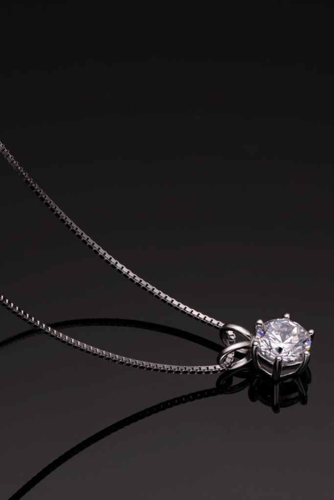 925 Sterling Silver 1 Carat Moissanite Pendant Necklace - Scarlet Avenue