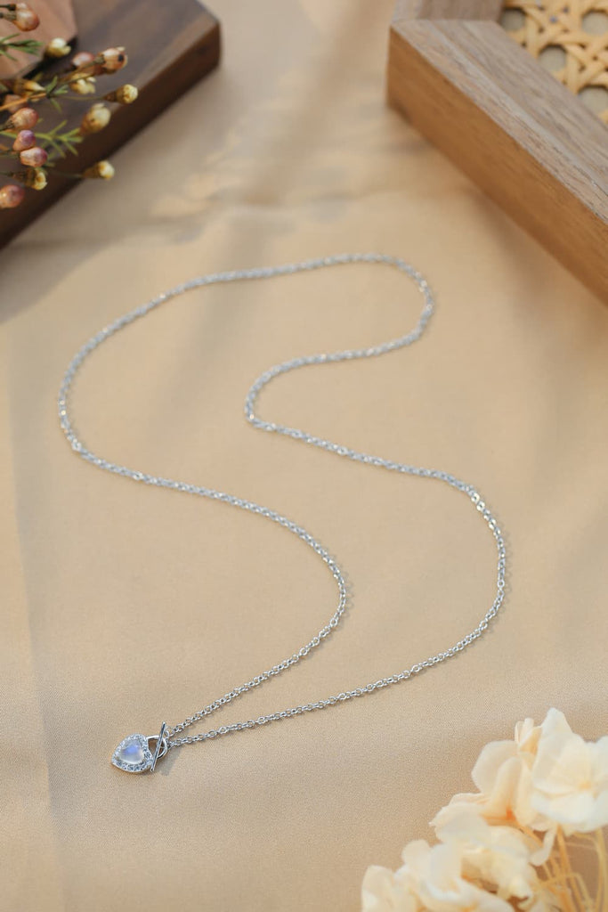 Moonstone Heart Lock Pendant Necklace - Scarlet Avenue