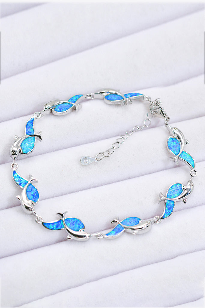 Opal Dolphin 925 Sterling Silver Bracelet - Scarlet Avenue