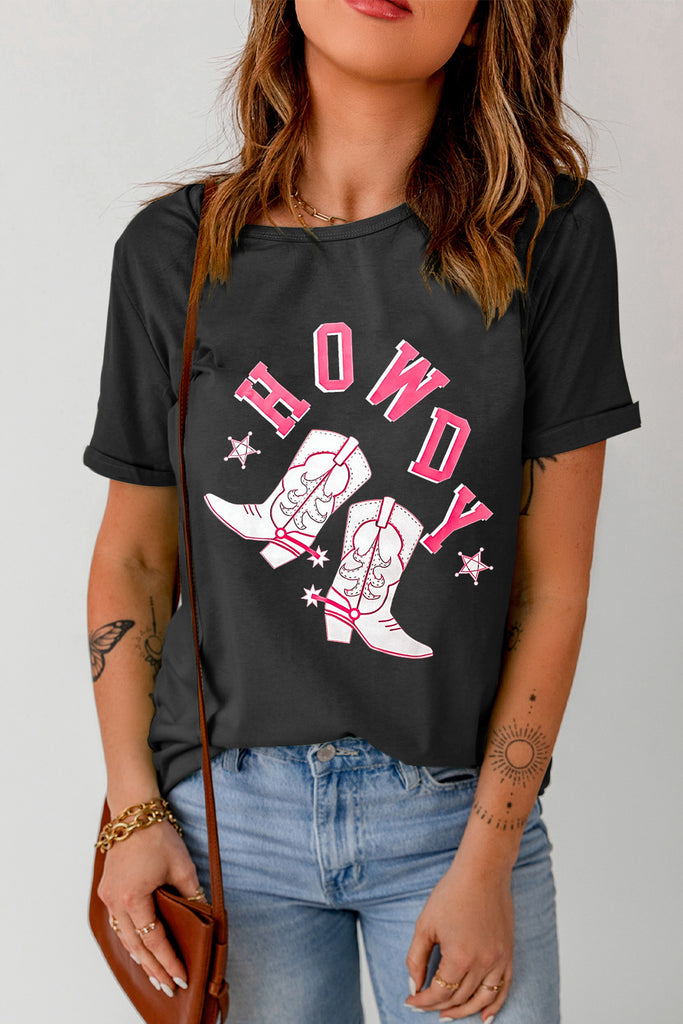 HOWDY Cowboy Boots Graphic Tee - Scarlet Avenue