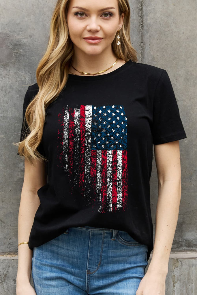 Simply Love Full Size US Flag Graphic Cotton Tee - Scarlet Avenue