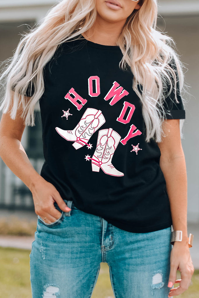 HOWDY Cowboy Boots Graphic Tee - Scarlet Avenue