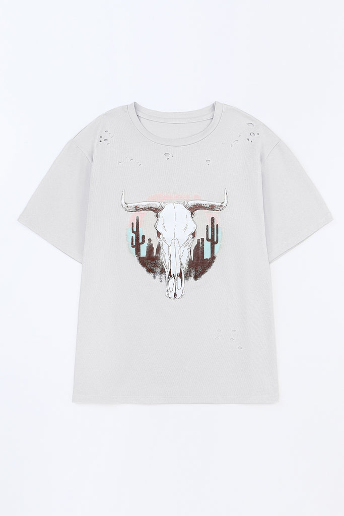 Plus Size Animal Graphic Distressed Tee Shirt - Scarlet Avenue