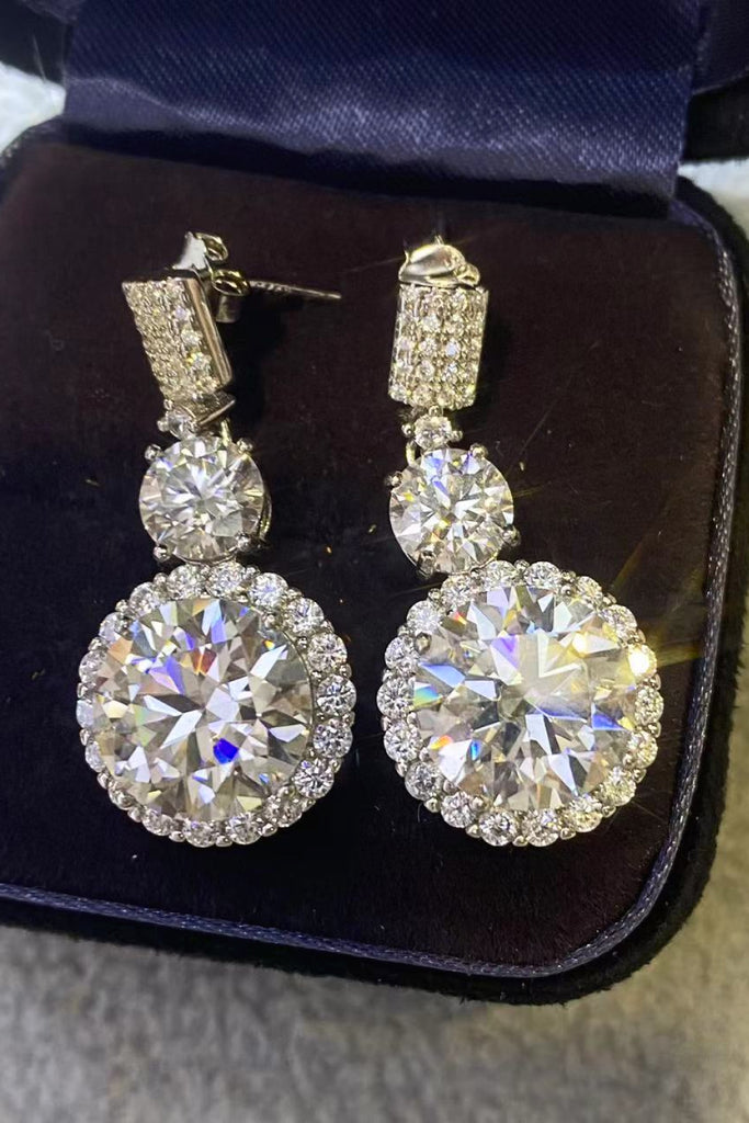 12 Carat Moissanite Platinum-Plated Drop Earrings - Scarlet Avenue