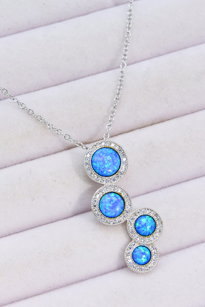Opal Round Pendant Chain-Link Necklace - Scarlet Avenue
