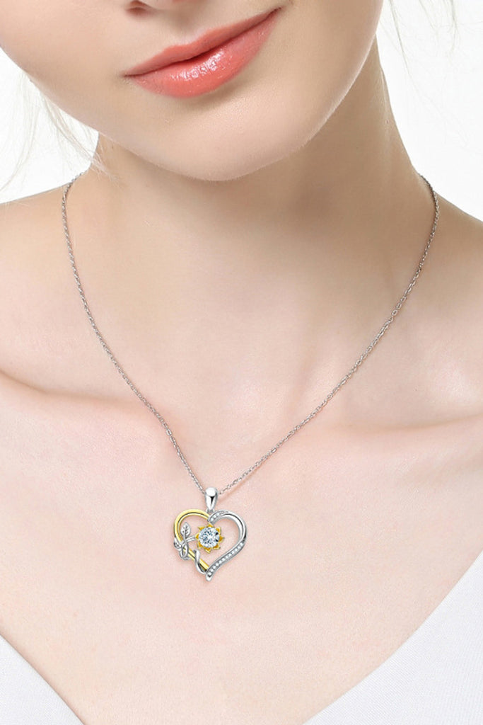 Two-Tone 1 Carat Moissanite Heart Pendant Necklace - Scarlet Avenue