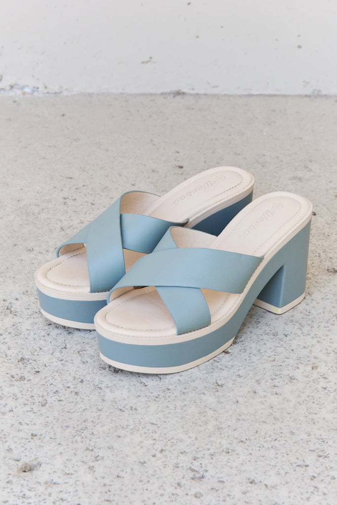 Weeboo Cherish The Moments Contrast Platform Sandals in Misty Blue - Scarlet Avenue
