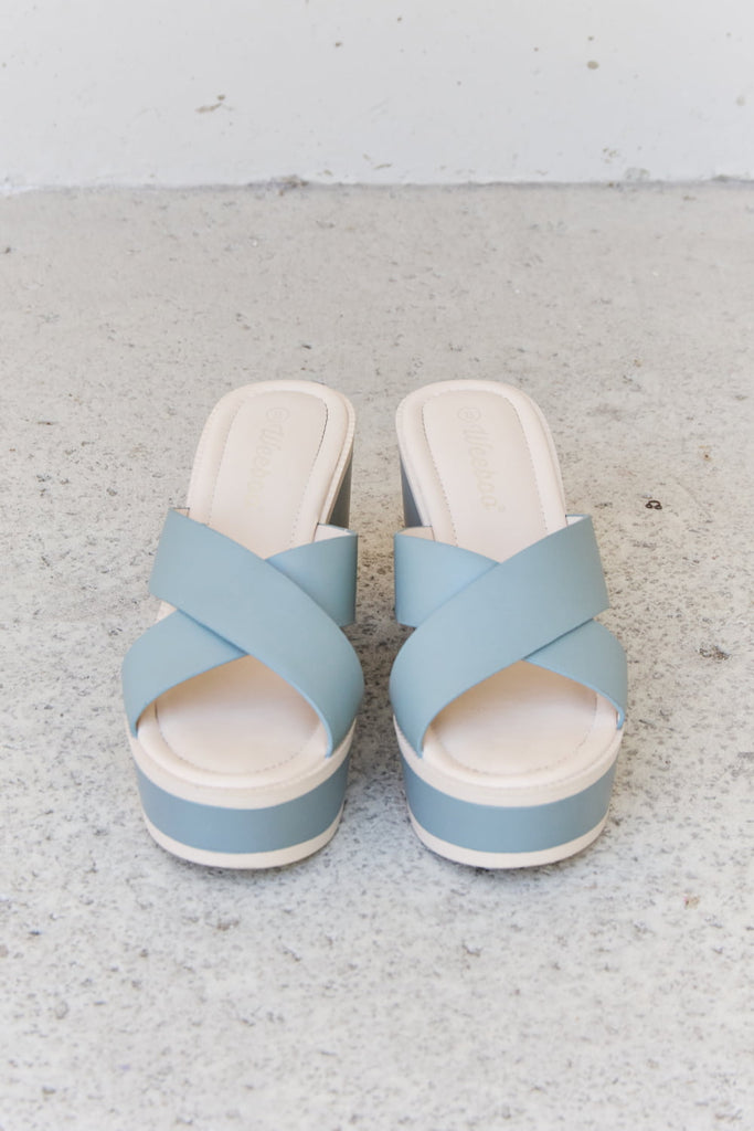 Weeboo Cherish The Moments Contrast Platform Sandals in Misty Blue - Scarlet Avenue