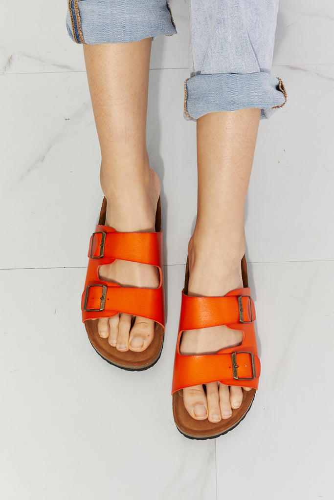 MMShoes Feeling Alive Double Banded Slide Sandals in Orange - Scarlet Avenue