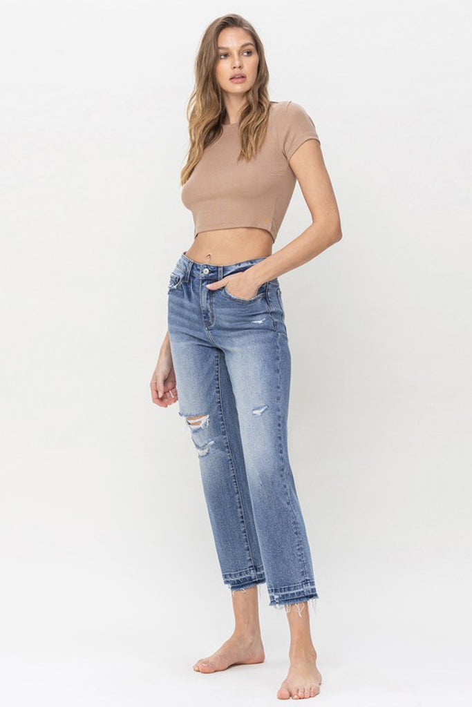 Lovervet Full Size Lena High Rise Crop Straight Jeans - Scarlet Avenue