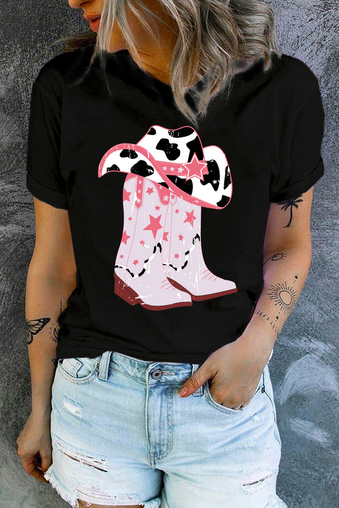 Cowboy Hat and Boots Graphic Tee - Scarlet Avenue