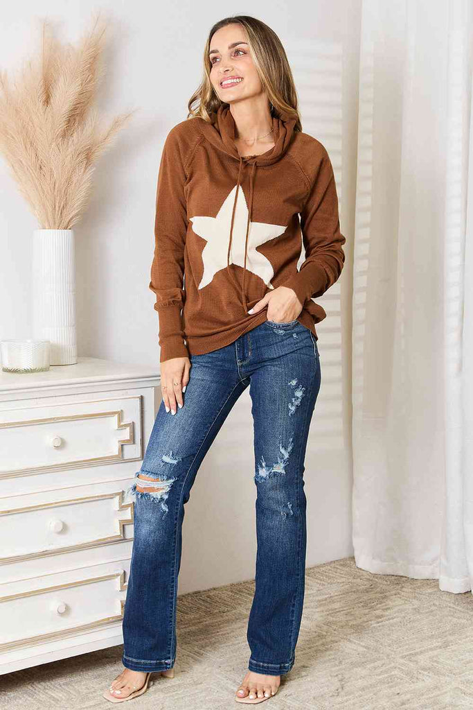 Heimish Full Size Star Graphic Hooded Sweater - Scarlet Avenue