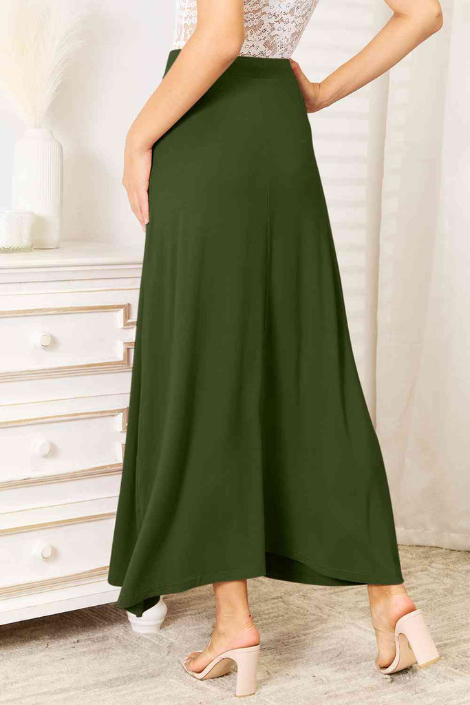 Double Take Full Size Soft Rayon Drawstring Waist Maxi Skirt Rayon - Scarlet Avenue