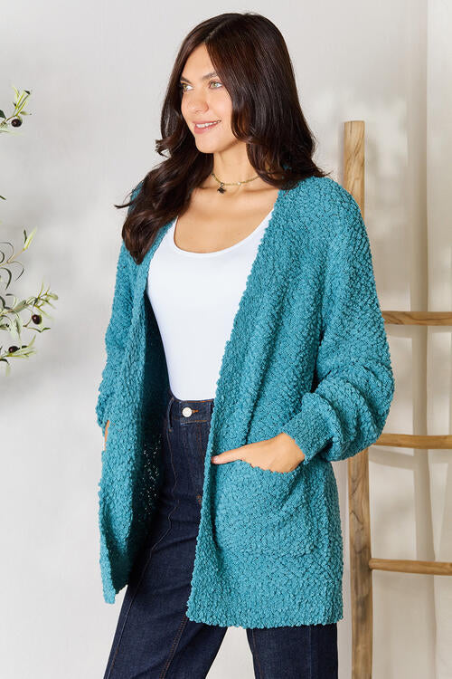 Zenana Falling For You Full Size Open Front Cardigan with Pockets - Scarlet Avenue