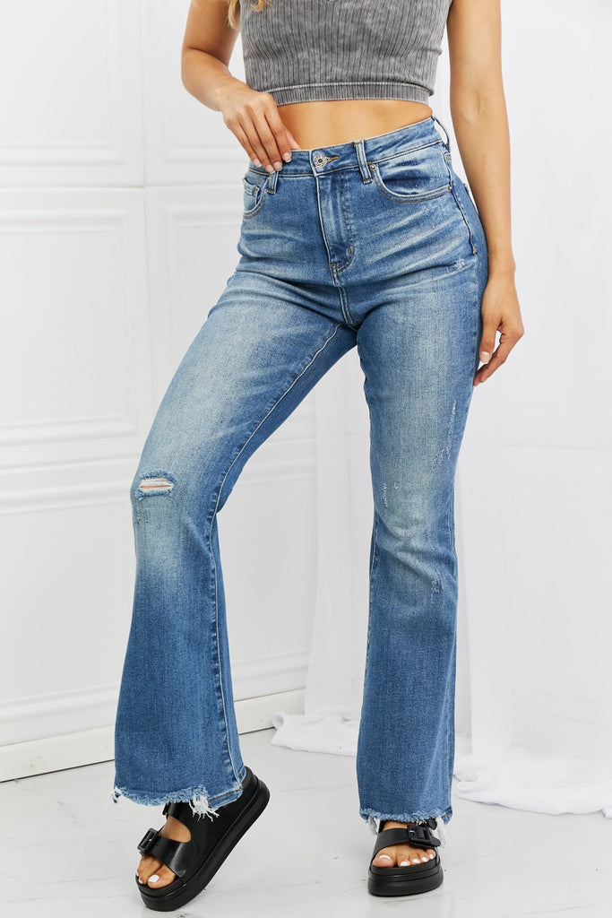 RISEN Full Size Iris High Waisted Flare Jeans - Scarlet Avenue