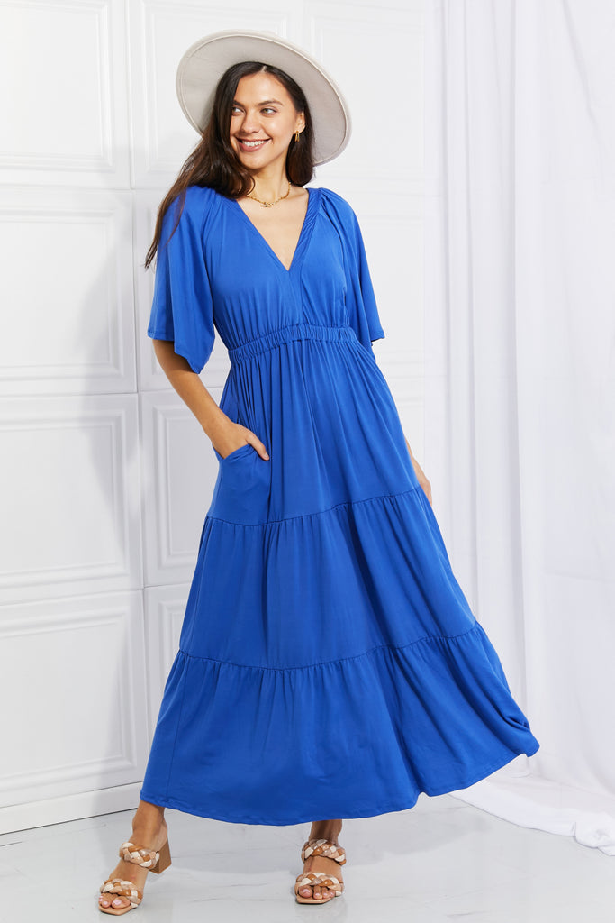 Culture Code Full Size My Muse Flare Sleeve Tiered Maxi Dress - Scarlet Avenue