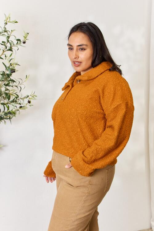 Culture Code Full Size Half Button Turtleneck Sweatshirt - Scarlet Avenue