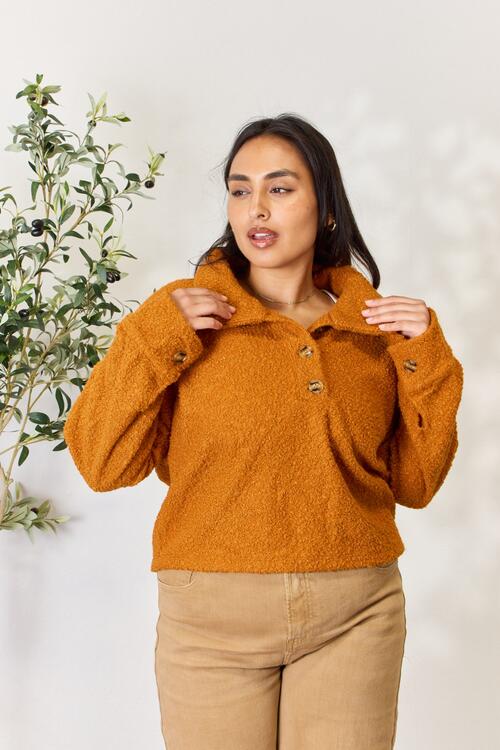 Culture Code Full Size Half Button Turtleneck Sweatshirt - Scarlet Avenue