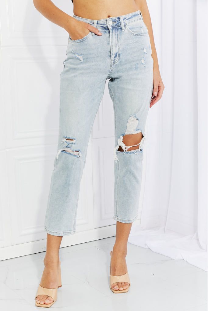 Vervet by Flying Monkey Stand Out Full Size Distressed Cropped Jeans - Scarlet Avenue