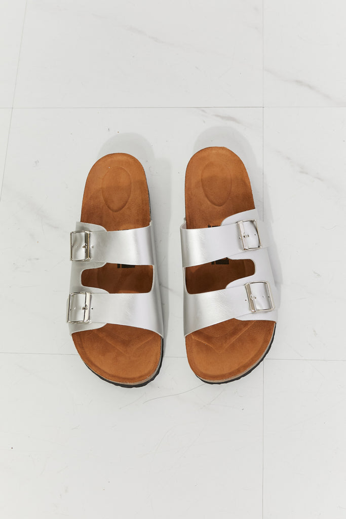 MMShoes Best Life Double-Banded Slide Sandal in Silver - Scarlet Avenue