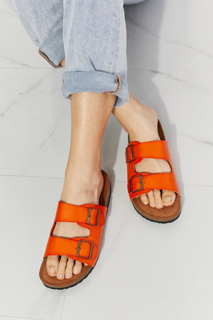 MMShoes Feeling Alive Double Banded Slide Sandals in Orange - Scarlet Avenue