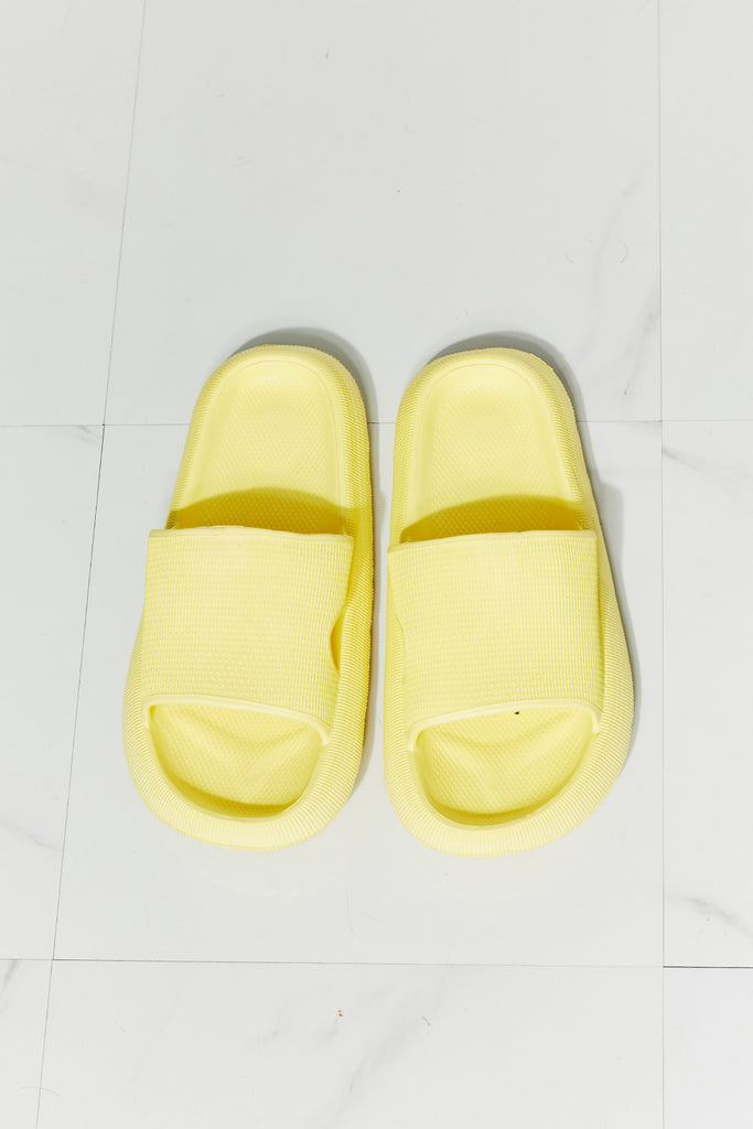 MMShoes Arms Around Me Open Toe Slide in Yellow - Scarlet Avenue