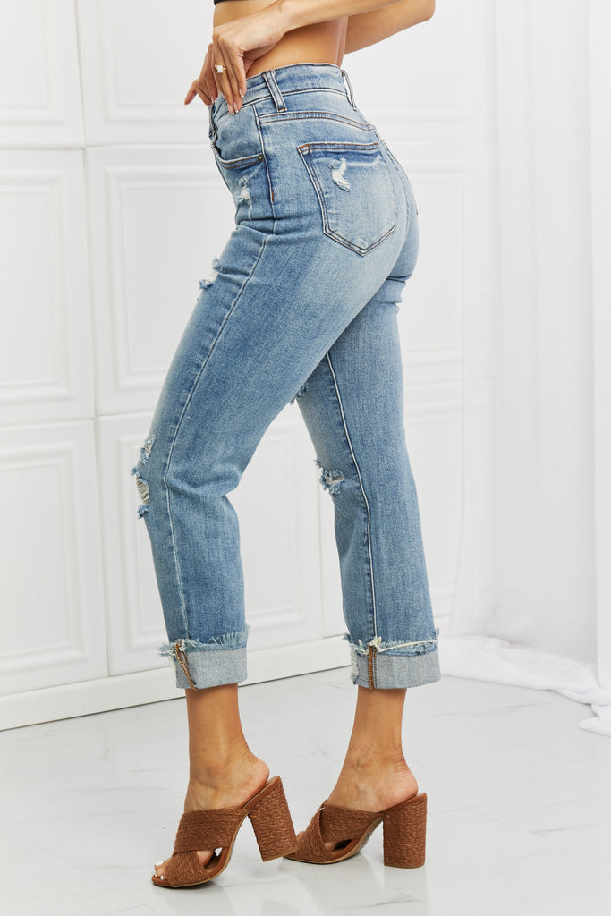 RISEN Full Size Leilani Distressed Straight Leg Jeans - Scarlet Avenue