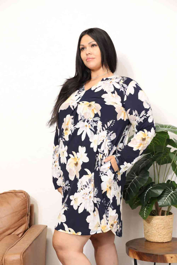 Sew In Love  Full Size Flower Print Shirt Dress - Scarlet Avenue