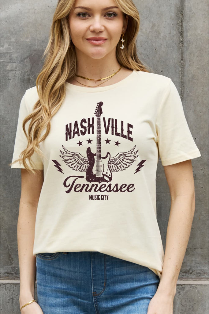 Simply Love Full Size NASHVILLE TENNESSEE MUSIC CITY Graphic Cotton Tee - Scarlet Avenue