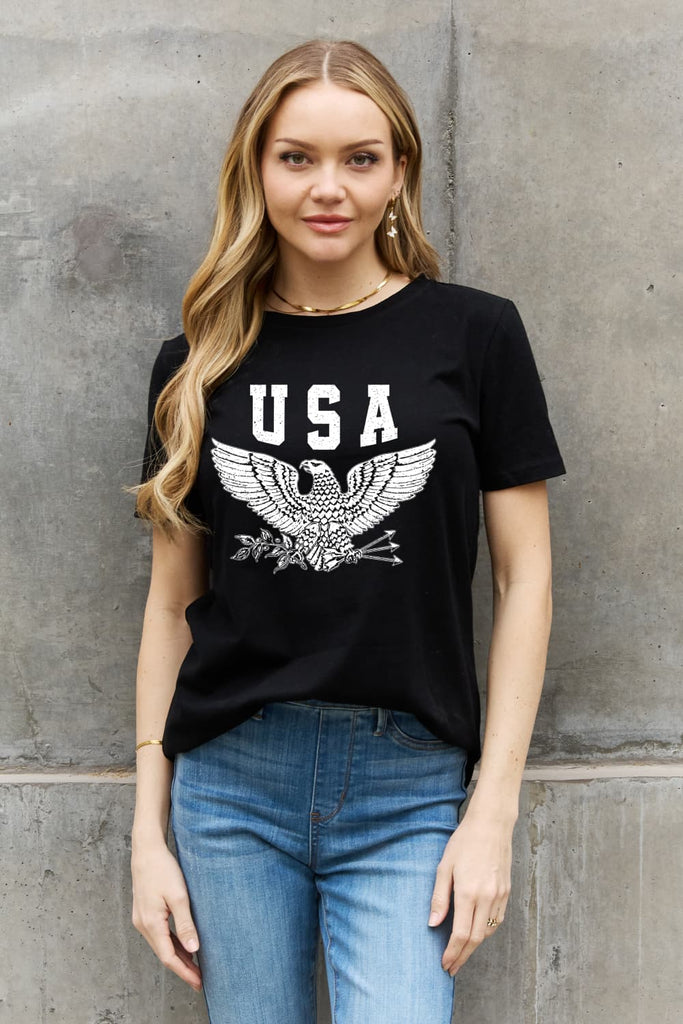 Simply Love USA Eagle Graphic Cotton Tee - Scarlet Avenue