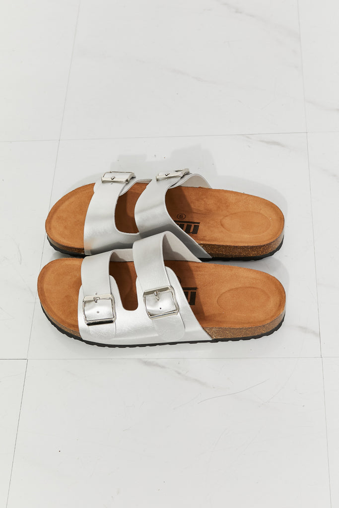 MMShoes Best Life Double-Banded Slide Sandal in Silver - Scarlet Avenue