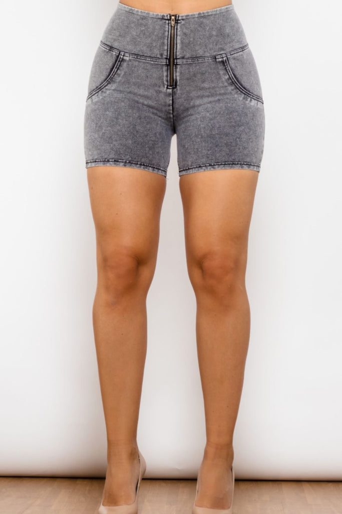 Full Size Zip Closure Denim Shorts - Scarlet Avenue