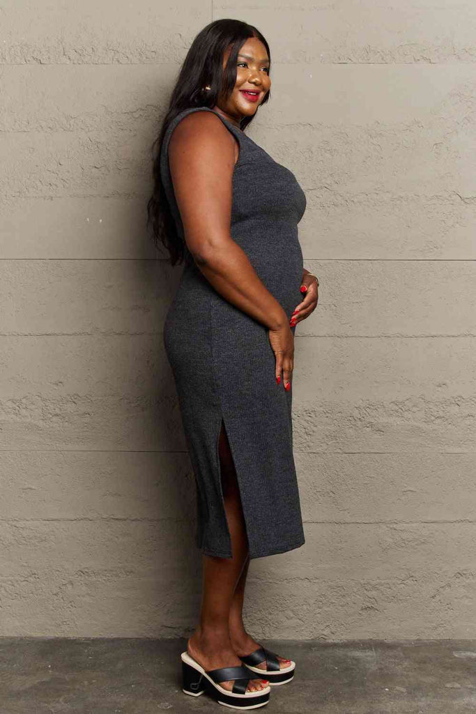 Sew In Love Full Size For The Night Fitted Sleeveless Midi Dress in Black - Scarlet Avenue