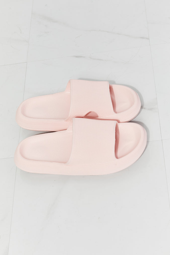 MMShoes Arms Around Me Open Toe Slide in Pink - Scarlet Avenue