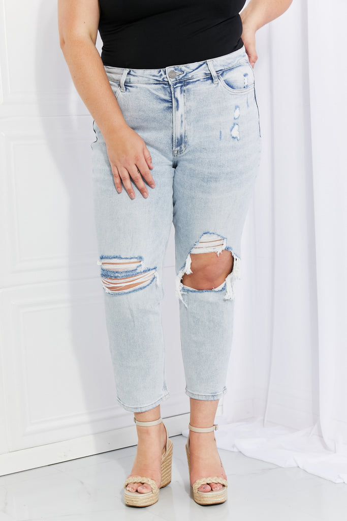 Vervet by Flying Monkey Stand Out Full Size Distressed Cropped Jeans - Scarlet Avenue